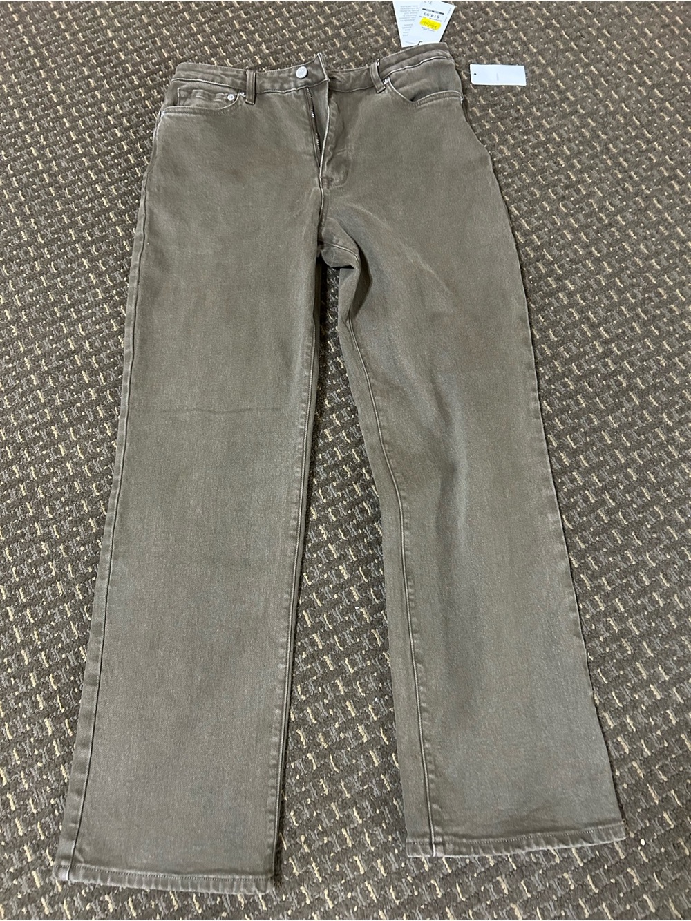 Seven7 High-Rise Straight Jeans in Olive 7.7 has great stretch